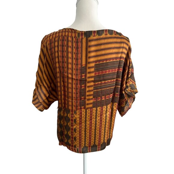 LAUREN RALPH LAUREN 100% Silk Patterned Top Size Medium - Picture 4 of 6